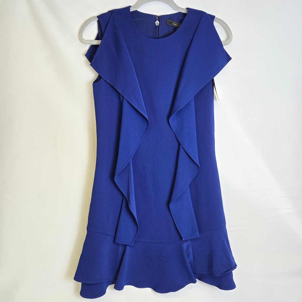 BCBGMAXAZRIAβ AnneMarie Cocktail Party Dress Ruffles Deep Royal Blue XS New $268
